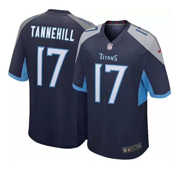 Nike Men's Tennessee Titans Ryan Tannehill #17 Navy Game Jersey - Picture 8 of 11